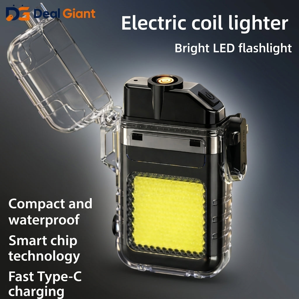 2-in-1 Electric Coil Lighter with LED Flashlight Rechargeable USB Flameless Lighter | Windproof Heating Coil Lighter & Emergency Torch Light for Home & Outdoor β Deal Giant