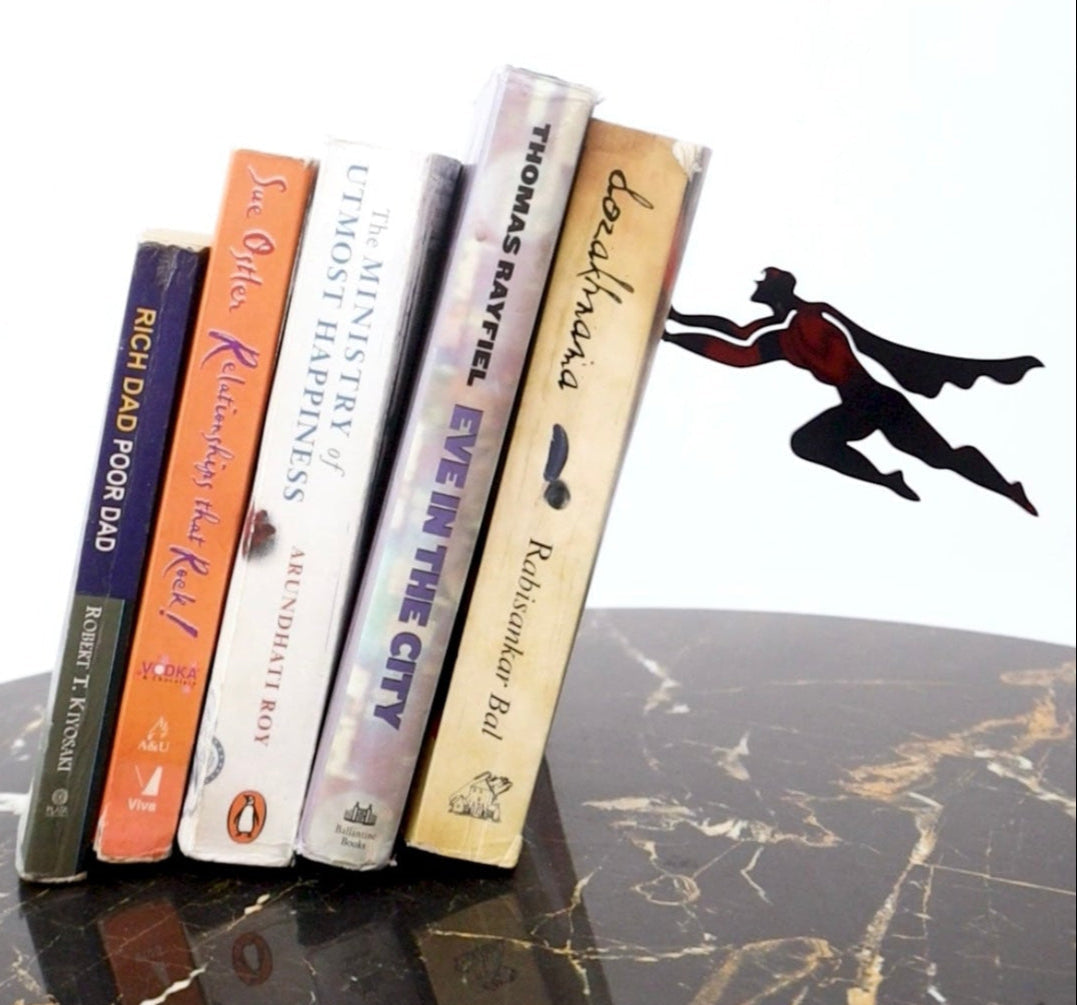 Heavy Duty Metal Hidden Bookends - Book & Hero