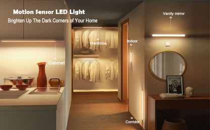 LED Motion Sensor Cabinet Light, 8 inches long , Rechargeable, USB powered, no wiring required